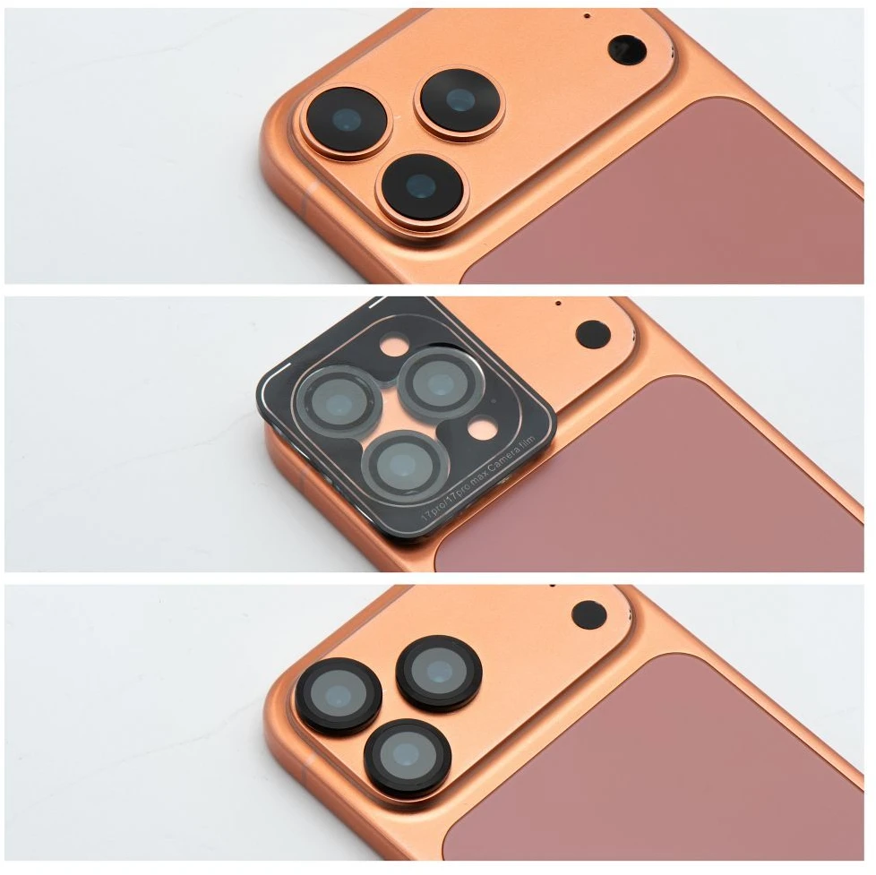 BlueStar Grūdinto stiklo kameros objektyvo apsauga iPhone 16 PRO / 16 PRO MAX, mėlyna, žvaigždė, lengvai montuojama, juoda