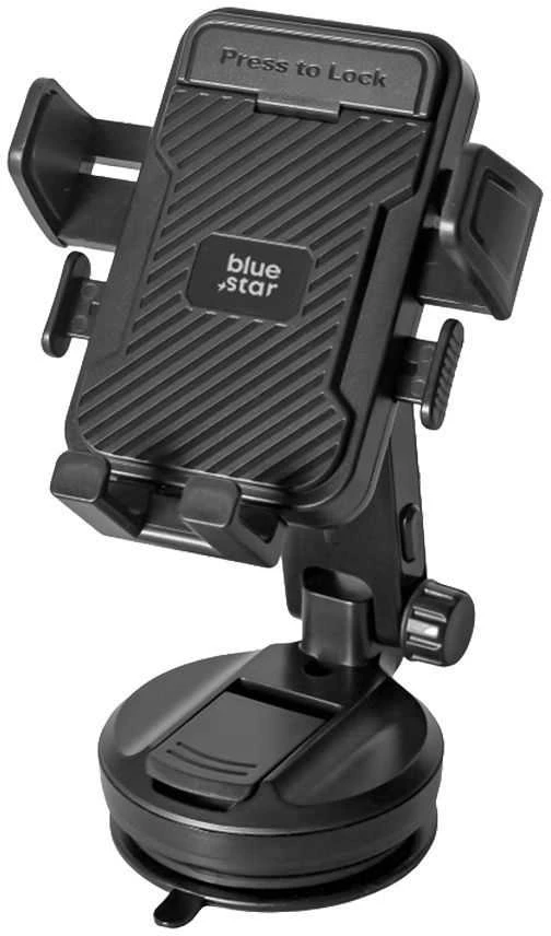 BlueStar „Blue Star Mėlynas STAR Tough Lock“ automobilio laikiklis priekiniam stiklui, juodas