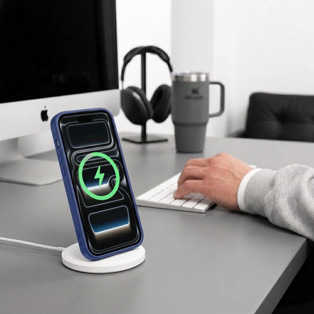 Dėklas Tech-Protect Magmat Magsafe CC Case, skirta iPhone 17 Pro Max / 18 Pro Max - skaidri tamsiai mėlyna