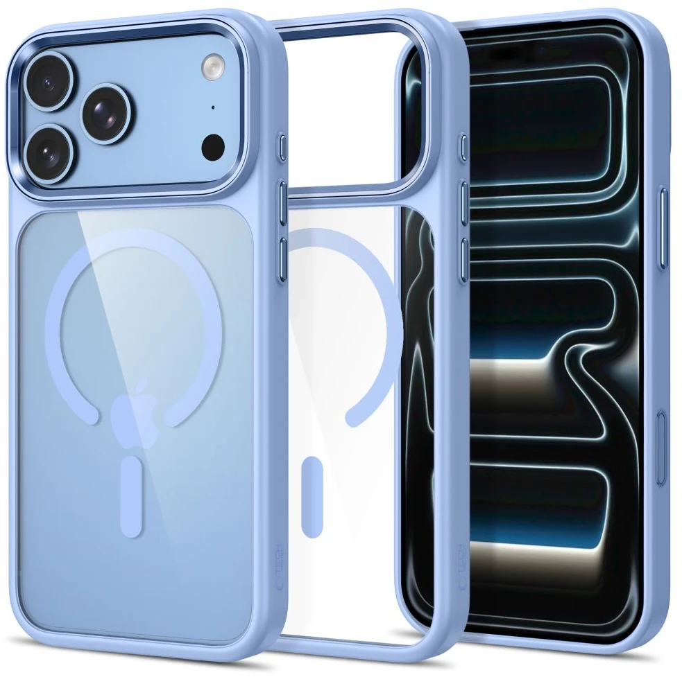Tech-Protect Magmat Magsafe CC dėklas, skirtas iPhone 17 Pro Max / 18 Pro Max - permatomas šviesiai mėlynas