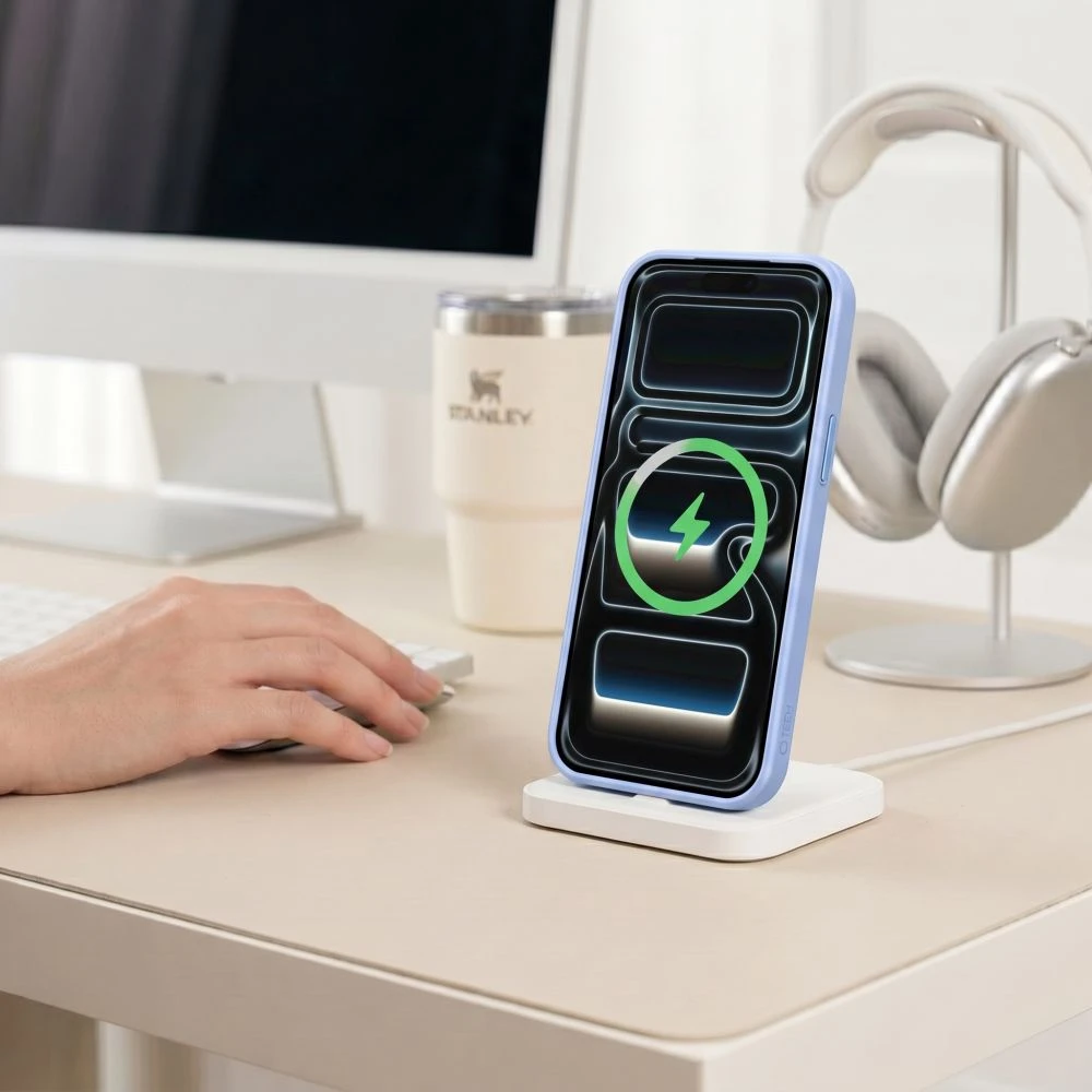 Tech-Protect Magmat Magsafe CC Dėklas, skirtas iPhone 17 Pro / 18 Pro - Skaidrus šviesiai mėlynas