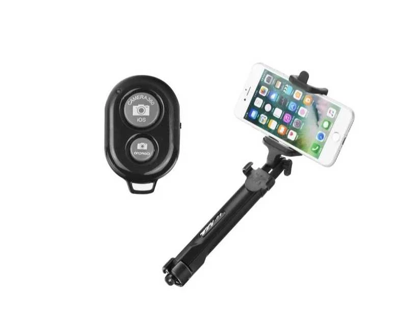 Oem Bluetooth asmenukių lazda su trikoju ir nuotolinio valdymo pulteliu, selfie stick, juoda