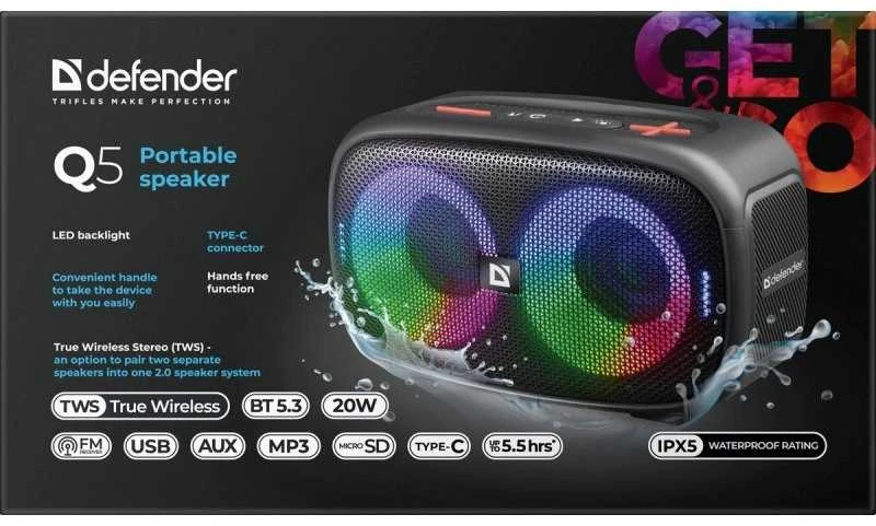 Defender BLUETOOTH SPEAKER Q5 BT 5.3 20W LED/BT/FM/USB/TWS