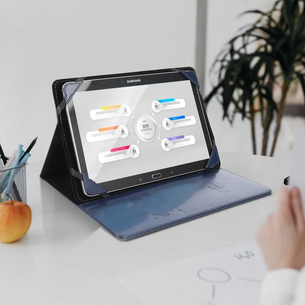 Oem BLUN universalus dėklas planšetiniams kompiuteriams 8" (UNT) mėlynas