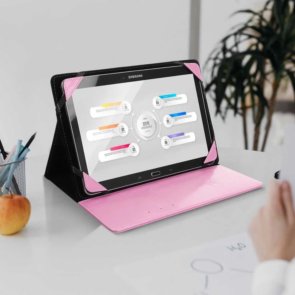 Oem BLUN universalus dėklas planšetiniams kompiuteriams 8" (UNT) rožinis