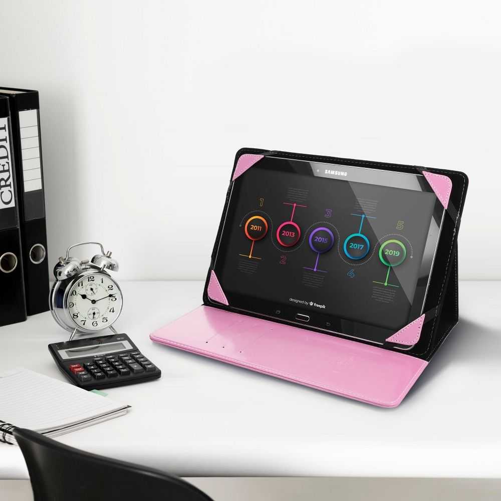 Oem BLUN universalus dėklas planšetiniams kompiuteriams 11" (UNT) rožinis