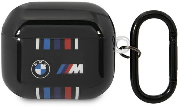 BMW BMA322SWTK AirPods 3 gen dėklas, juodos spalvos, su įvairiaspalvėmis linijomis