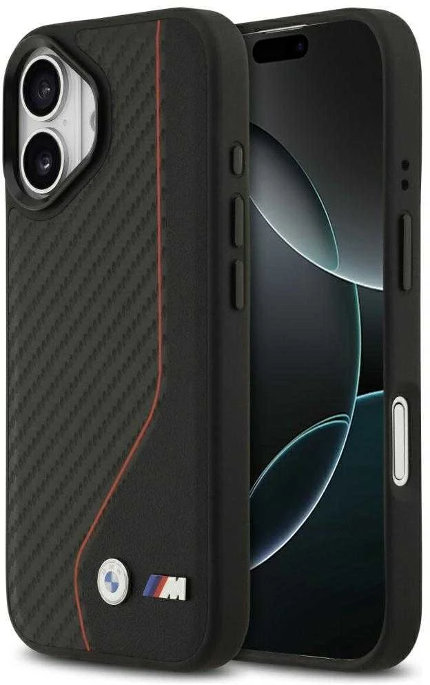 BMW M Carbon Line ir logotipo „MagSafe“ dėklas, skirtas iPhone 17 - Raudona
