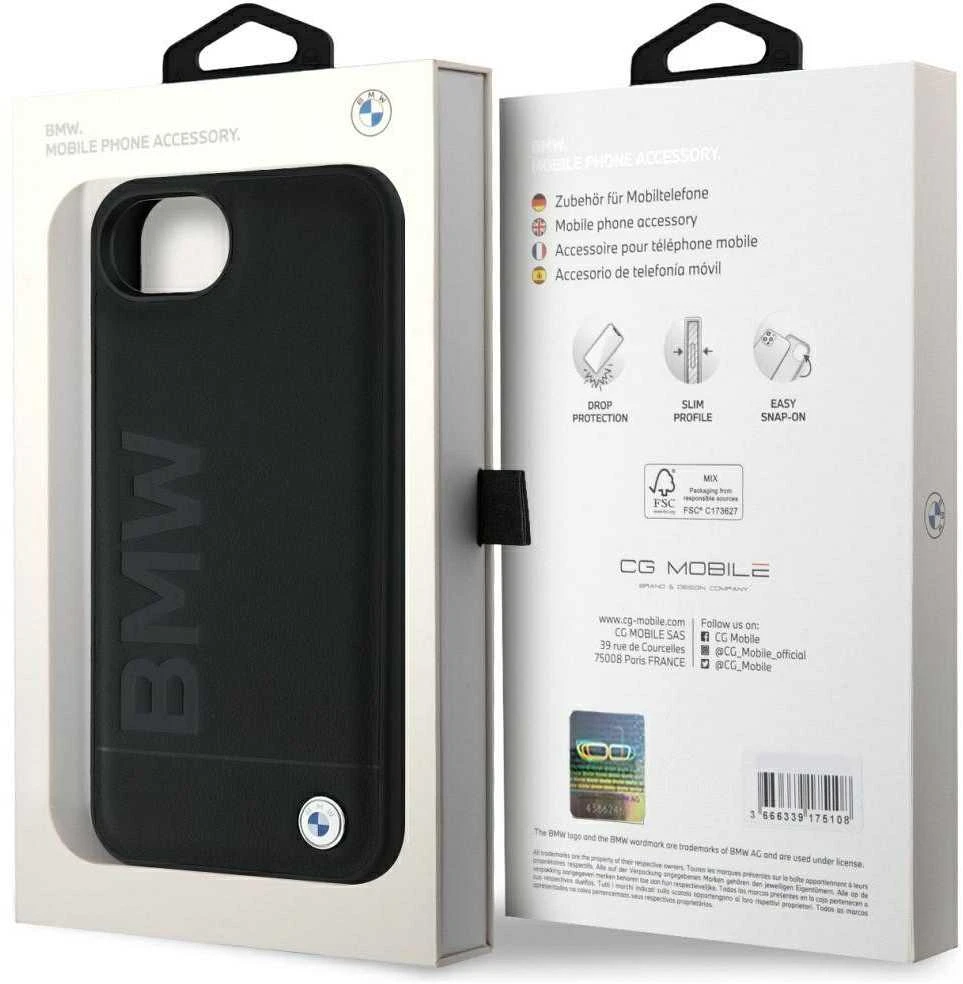 Dėklas BMW Leather Hot Stamp iPhone 16e Case - Juodas