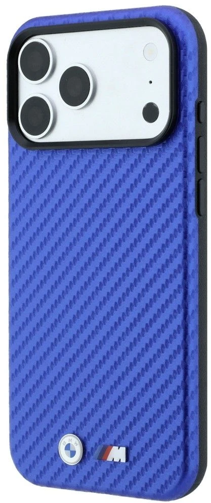 Dėklas BMW case for IPHONE 18 Pro/17 Pro compatible with MagSafe (Carbon Metal Logo) mėlynas