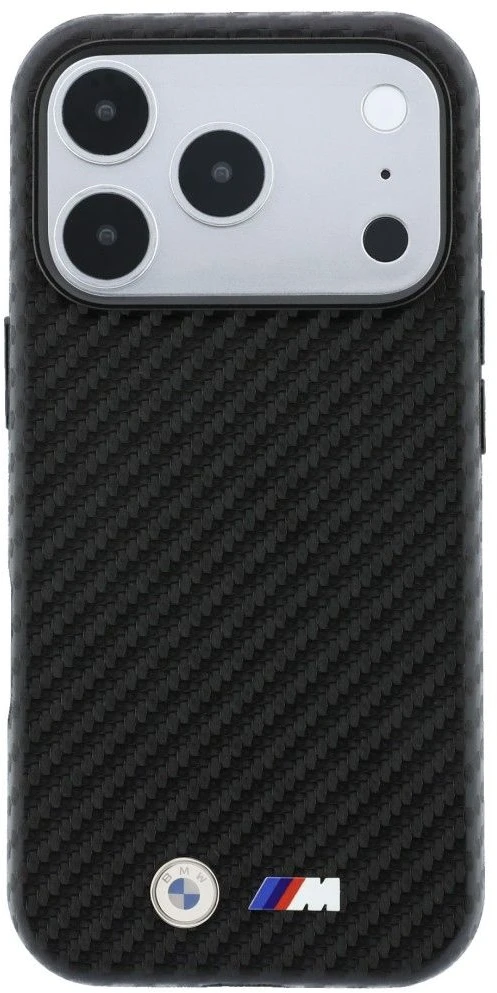 Dėklas BMW M Carbon Metal Logo MagSafe skirtas iPhone 18 Pro Max juodas