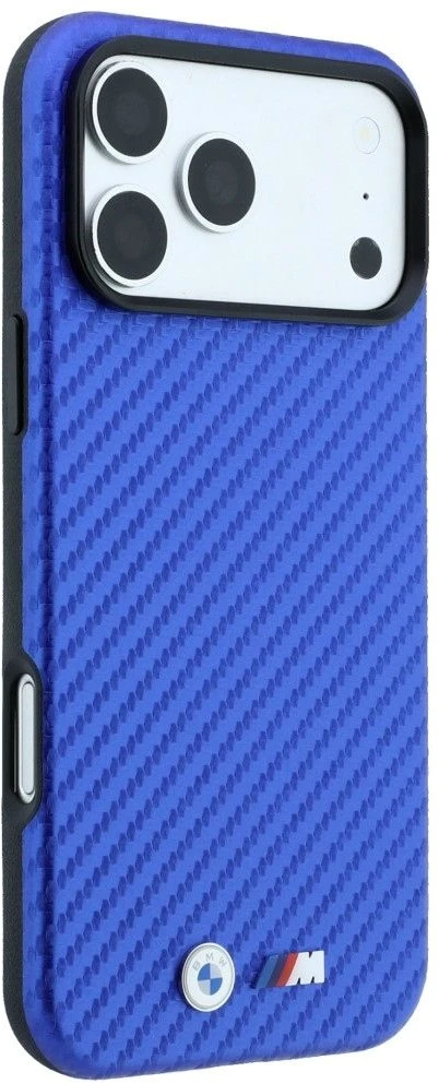 Dėklas BMW case for IPHONE 18 Pro Max/17 Pro Max compatible with MagSafe (Carbon Metal Logo) mėlynas