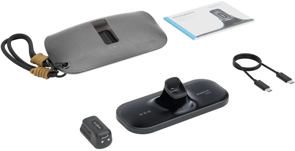 BoboVR CG2 3-in-1 išmanųjų akinių įkrovimo stotelė su segtuku 350 mAh ir dėklu - Juoda