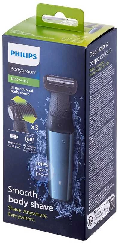 Plaukų skutimo mašinėlė visam kūnui Philips BG3027/05, belaidė, atspari vandeniui, Juodos ir mėlynos spalvos