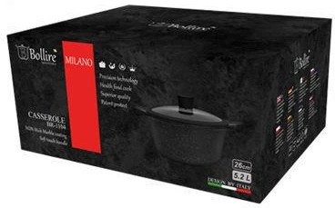 Puodas su dangčiu BOLLIRE MILANO BR-1104, Ø26 cm, 5,2 l