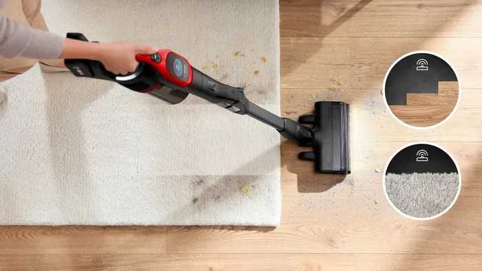 Dulkių siurblys Bosch BCS1041PET stick vacuum/electric broom Baterija Dry HEPA Bagless 0.4 L 23.5 W Juodas, Raudona 4 Ah