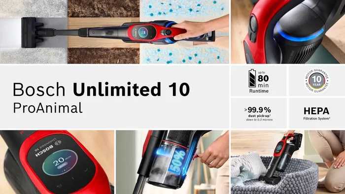 Dulkių siurblys Bosch BCS1041PET stick vacuum/electric broom Baterija Dry HEPA Bagless 0.4 L 23.5 W Juodas, Raudona 4 Ah