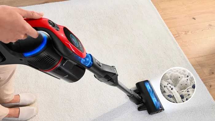 Dulkių siurblys Bosch BCS1041PET stick vacuum/electric broom Baterija Dry HEPA Bagless 0.4 L 23.5 W Juodas, Raudona 4 Ah