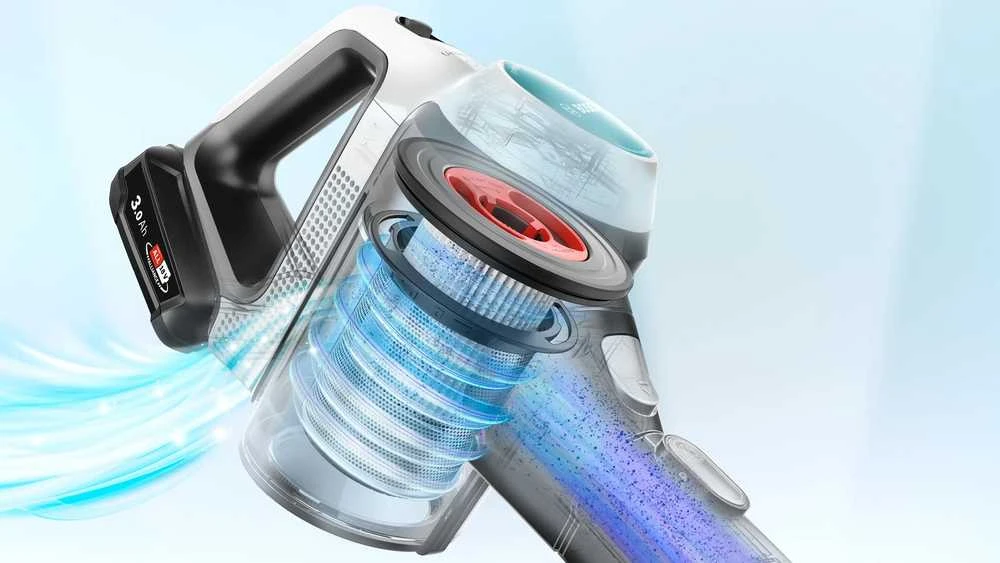 Įkraunamasis du viename dulkių siurblys Bosch Unlimited 7 ProHygienic Aqua, baltas