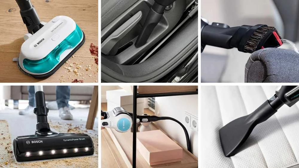 Įkraunamasis du viename dulkių siurblys Bosch Unlimited 7 ProHygienic Aqua, baltas