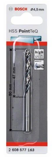 Grąžtas Bosch HSS TWIST DRILL BIT POINTTEQ 4.5MM