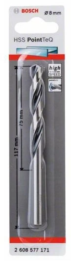 Grąžtas Bosch HSS TWIST DRILL BIT POINTTEQ 8.0MM