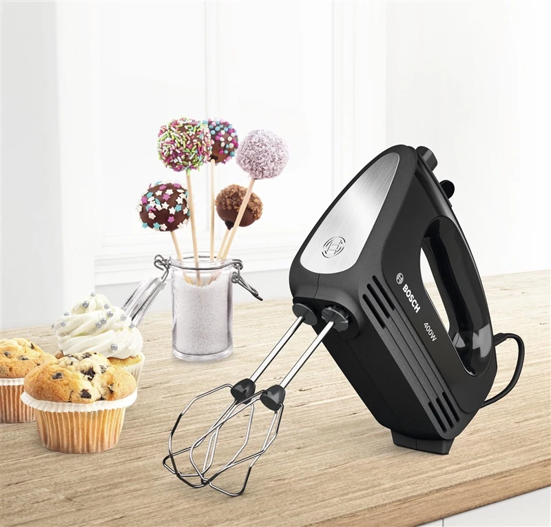 Plakiklis Bosch MFQ2420B Rankinis maišytuvas, CleverMixx, 400 W, Juoda, šiaušto nerūdijančio plieno
