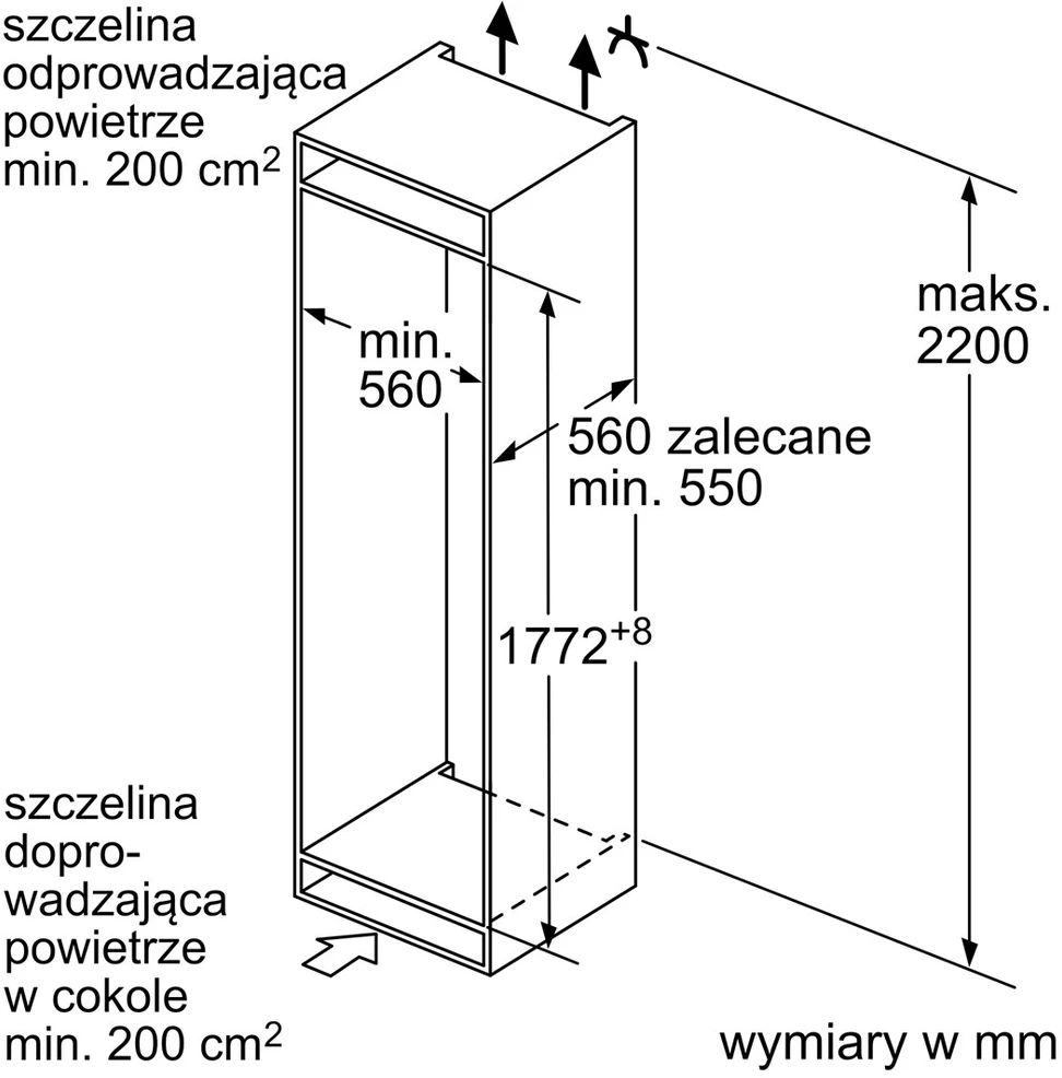 Įmontuojamasis šaldytuvas Bosch KIV87NSE0 177cm.