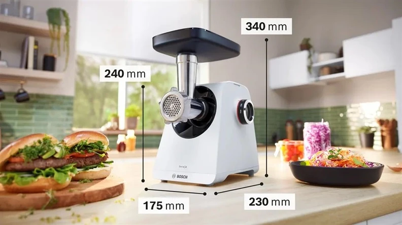 Bosch MFWS420W Serija 4, Mėsmalė, MultiPower Series 4, 1900 W, Baltas, Baltas