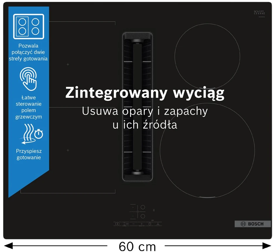 Kaitlentė su integruotu gartraukiu Bosch PVS611B16E  60cm.