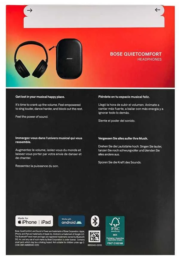 Belaidės ausinės Bose QuietComfort, Juodos spalvos