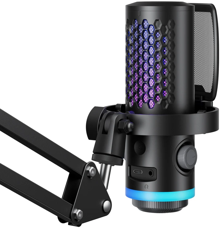 BOYA CastMic G40B laidinis žaidimų mikrofonas su laikikliu, USB-C - Juodas