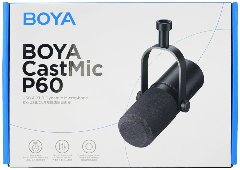 BOYA CastMic P60 laidinis USB XLR studijinis mikrofonas - Juodas