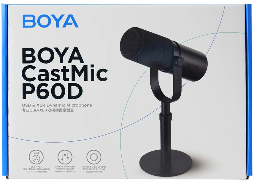 BOYA CastMic P60D studijinis mikrofono stovas su laidiniu USB XLR - Juodas