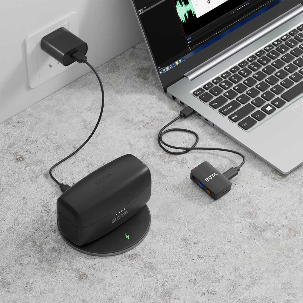 BOYA BOYAMIC 2-02 belaidžiai mikrofonai 2.4 GHz USB-C - Juodas