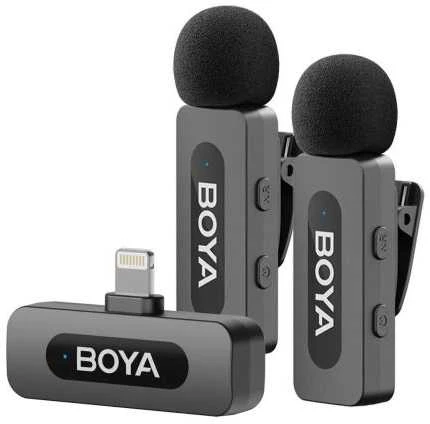 BOYA belaidis mikrofonas BY-V2 V2.0 2.4GHz su 2 siųstuvais ir 1 imtuvu (Lightning) Juodas EU