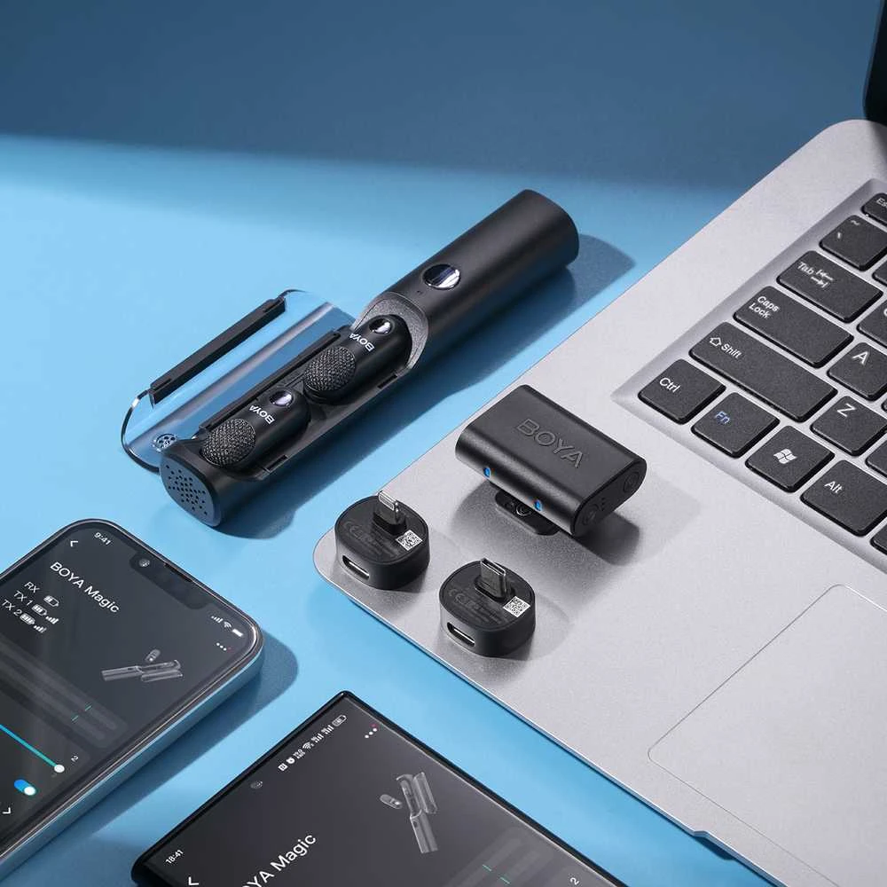 Mikrofonas BOYA MAGIC-02 belaidis 2.4GHz USB-C - juoda