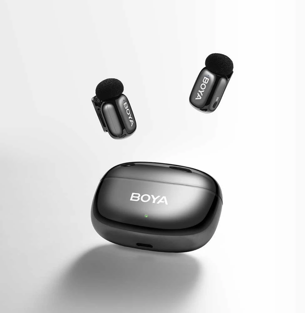 Mikrofony BOYA mini 2-02 belaidės 2.4GHz USB-C - juoda