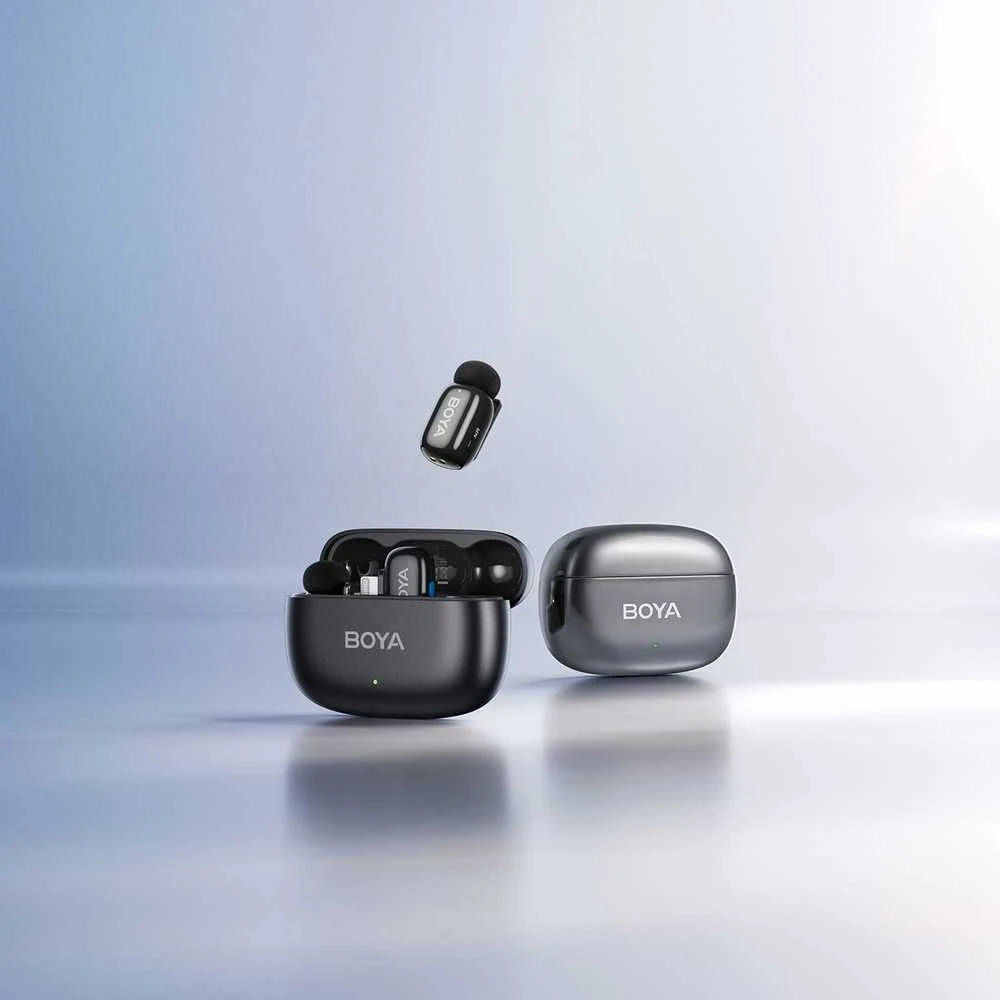 Mikrofony BOYA mini 2-02 belaidės 2.4GHz USB-C - juoda