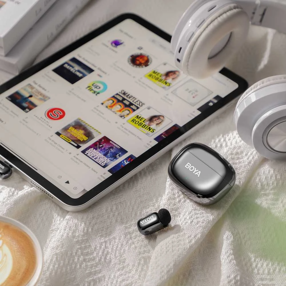 Mikrofony BOYA mini 2-02 belaidės 2.4GHz USB-C - juoda