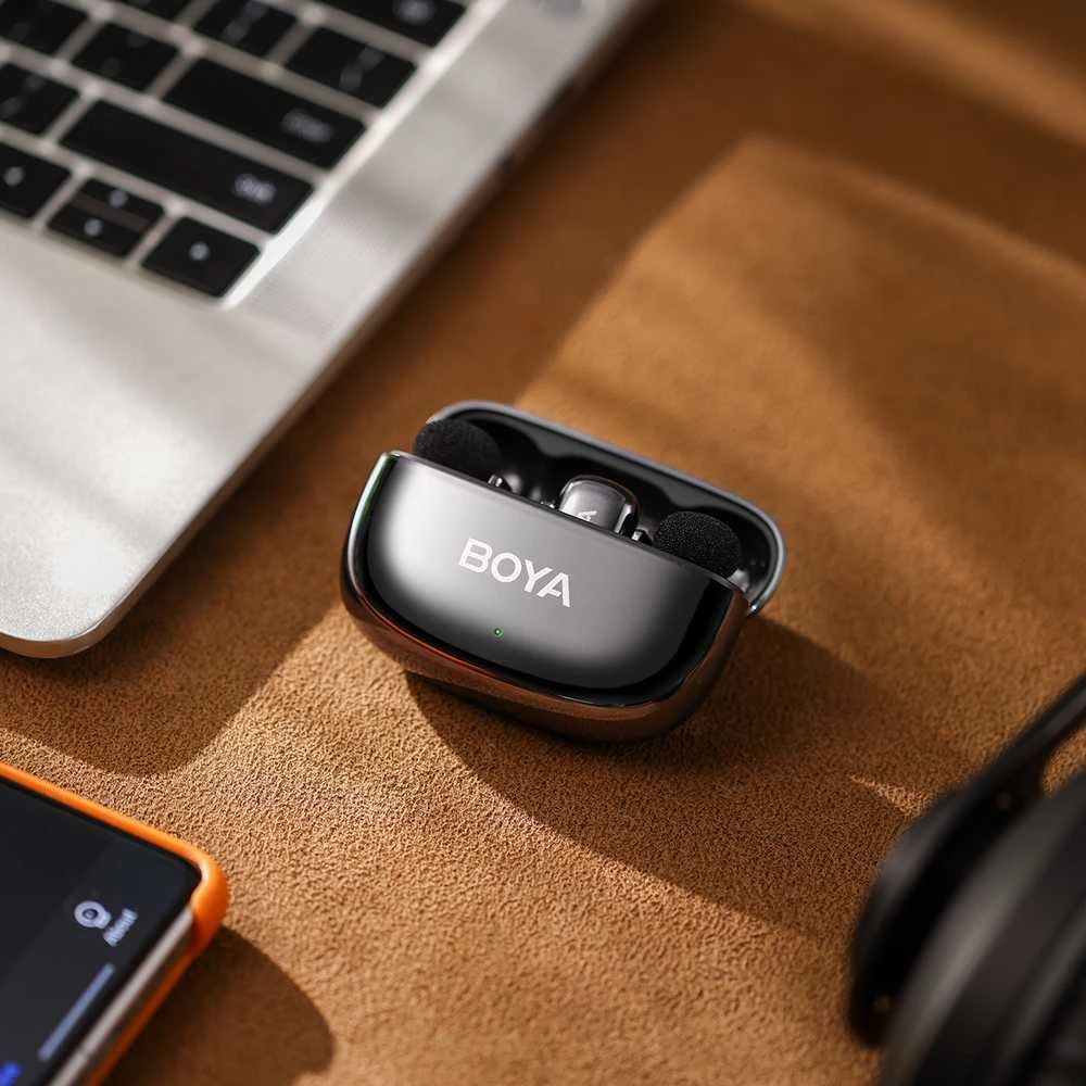 Mikrofony BOYA mini 2-02 belaidės 2.4GHz USB-C - juoda