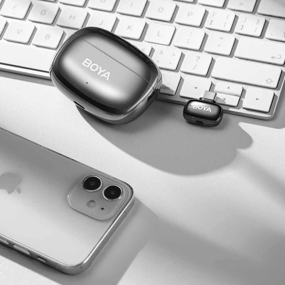 Mikrofony BOYA mini 2-02 belaidės 2.4GHz USB-C - juoda