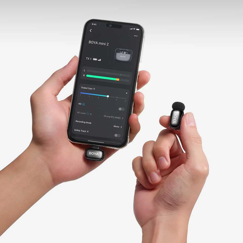 Mikrofony BOYA mini 2-02 belaidės 2.4GHz USB-C - juoda
