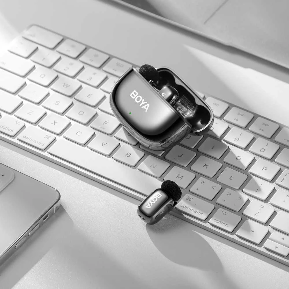 Mikrofony BOYA mini 2-02 belaidės 2.4GHz USB-C - juoda