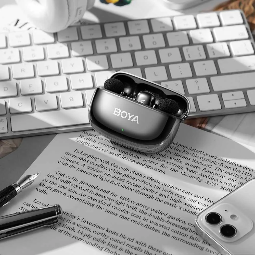 Mikrofony BOYA mini 2-02 belaidės 2.4GHz USB-C - juoda