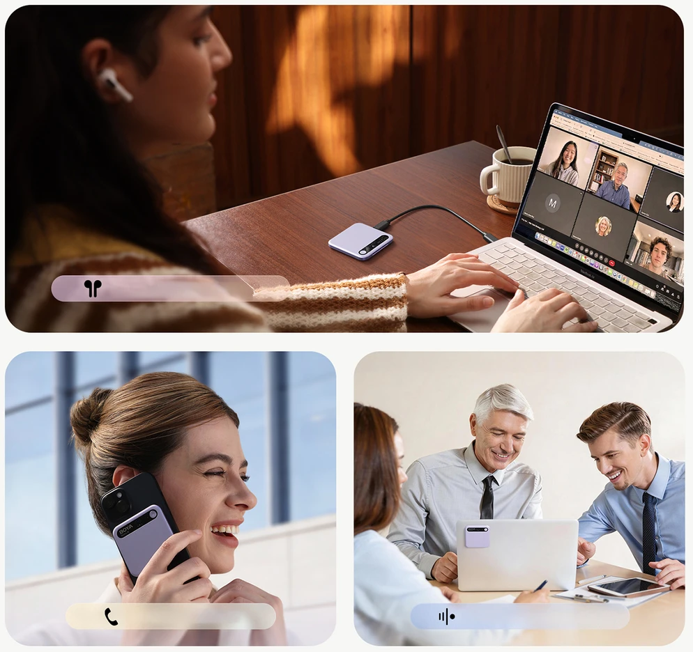 Diktofonas BOYA Notra Voice Recorder with AI Transcription - Violetinė