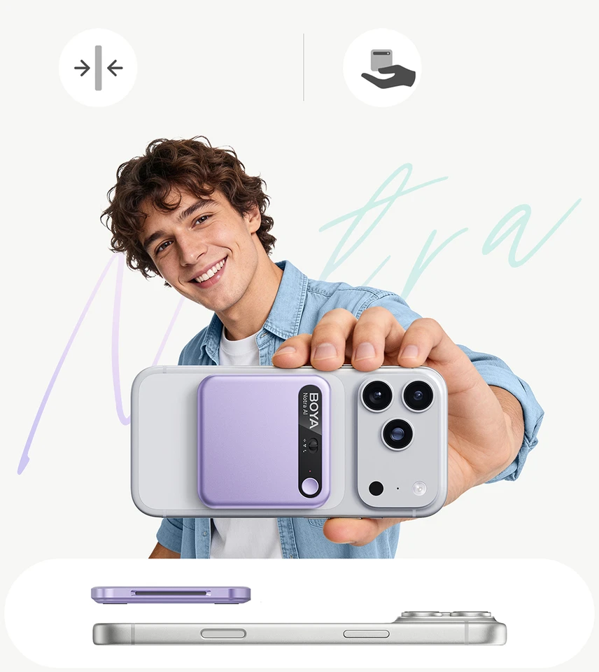 Diktofonas BOYA Notra Voice Recorder with AI Transcription - Violetinė