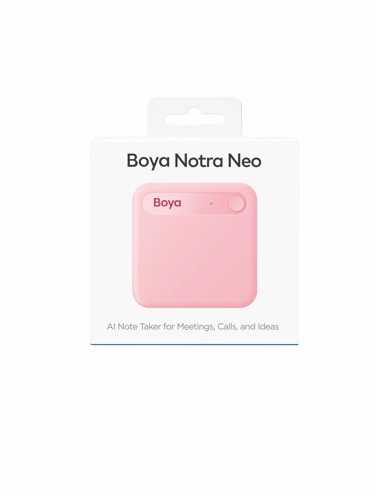 Diktofonas BOYA Notra Neo Voice Recorder with AI Transcription - Rožinė