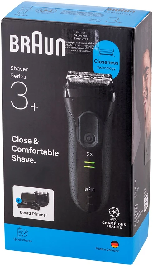 Barzdaskutė Braun Series 3+ 3000BT, juoda
