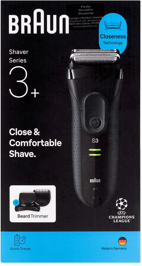 Barzdaskutė Braun Series 3+ 3000BT, juoda